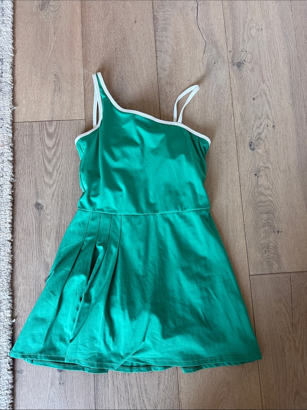 Target Green One-Shoulder Casual Dress with White Trim